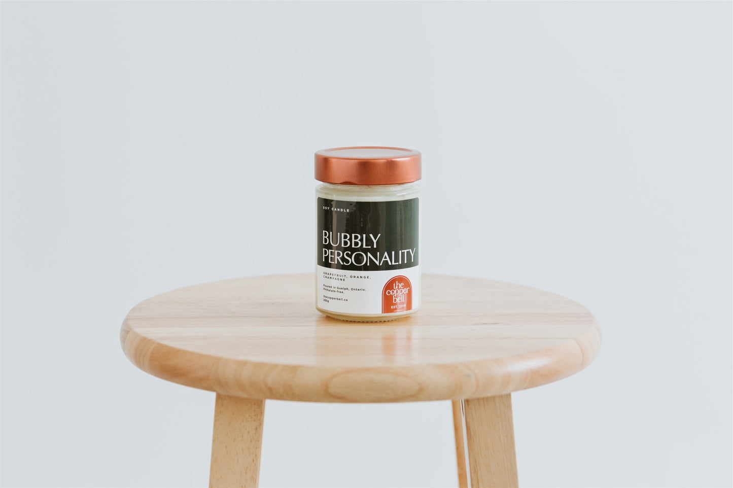 bubbly personality candle. bright and fresh grapefruit mimosa scented candle