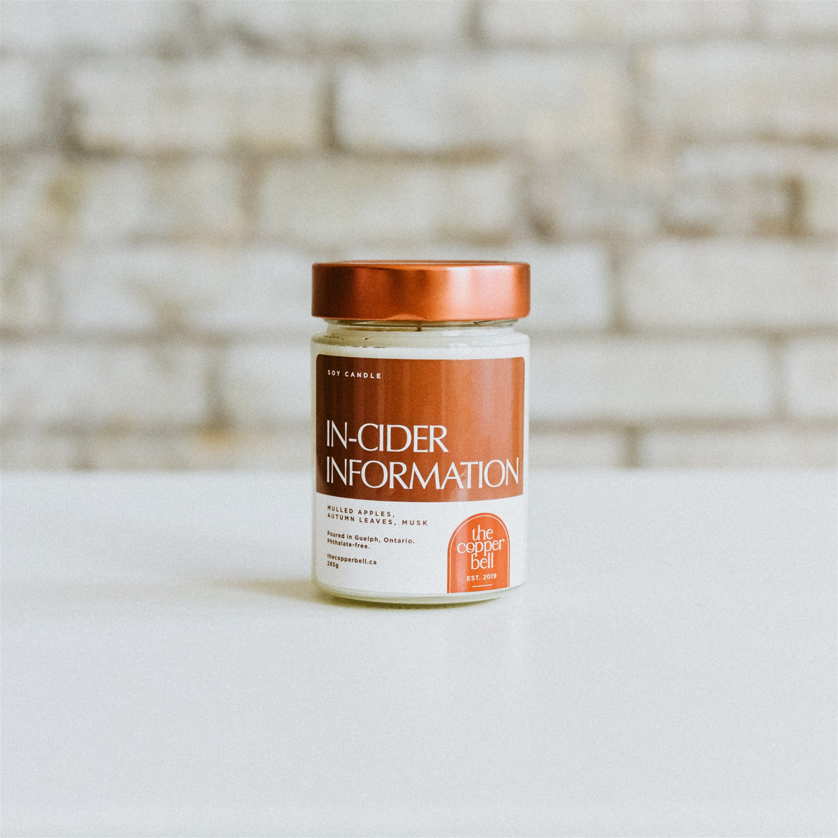 in cider information candle. the perfect fall candle, scented with mulled apples, autumn leaves, and musk.