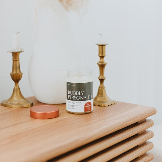 bubbly personality candle. grapefruit mimosa scented candle